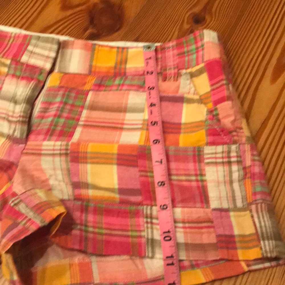 J. Crew patchwork madras plaid shorts size 8